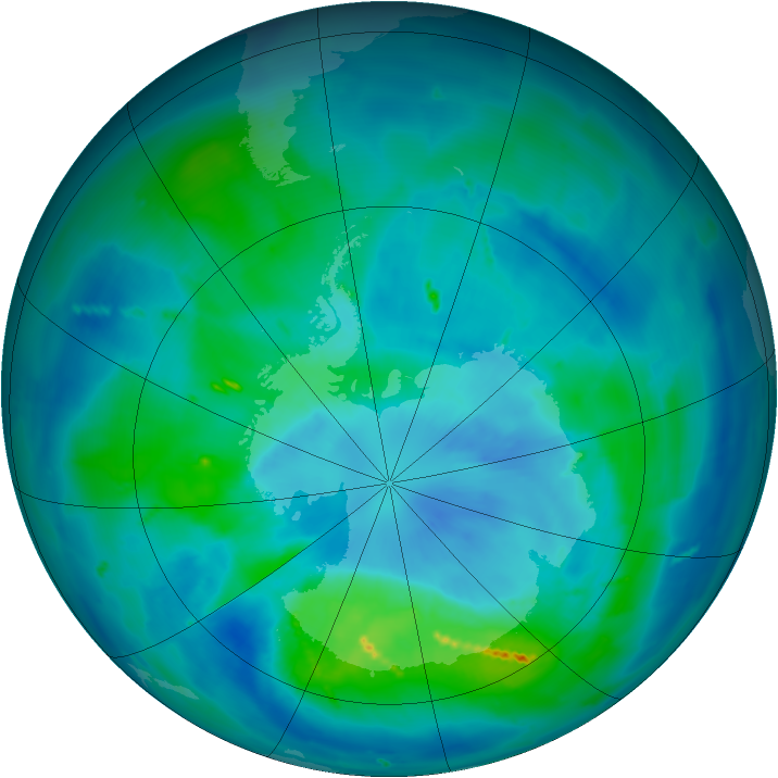 Antarctic ozone map for 21 March 2011
